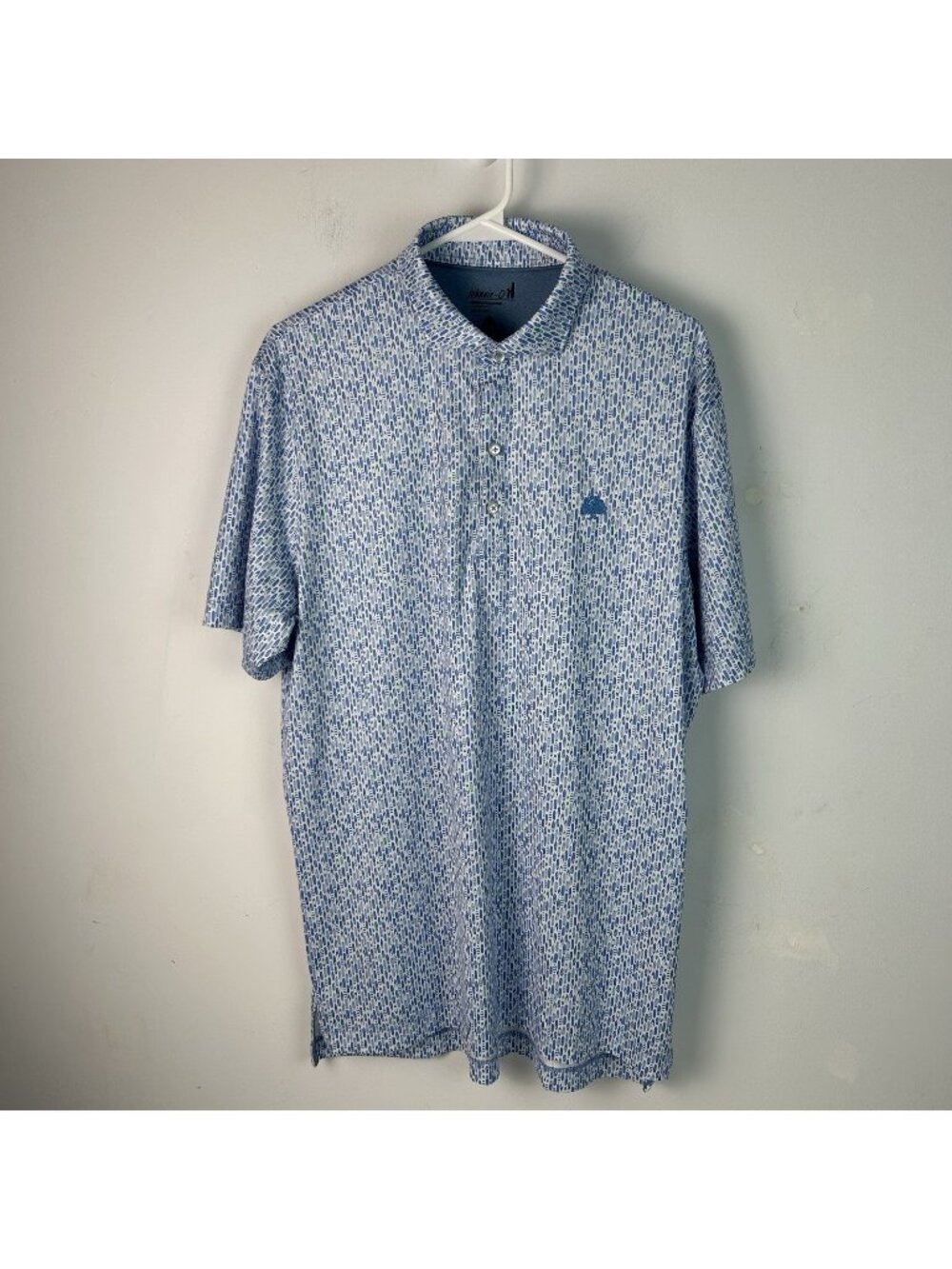 Johnnie-O Performance Men's M Golf Polo Shirt Stretch Blue Surfboard Kiawah Logo